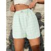 imageSOLY HUX Womens Y2K Striped Boxer Shorts Elastic High Waisted Straight Leg Workout Gym ShortsMint Green Plaid