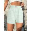 imageSOLY HUX Womens Y2K Striped Boxer Shorts Elastic High Waisted Straight Leg Workout Gym ShortsMint Green Plaid