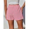imageSOLY HUX Womens Y2K Striped Boxer Shorts Elastic High Waisted Straight Leg Workout Gym ShortsPink Plaid