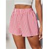 imageSOLY HUX Womens Y2K Striped Boxer Shorts Elastic High Waisted Straight Leg Workout Gym ShortsPink Plaid