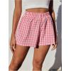 imageSOLY HUX Womens Y2K Striped Boxer Shorts Elastic High Waisted Straight Leg Workout Gym ShortsPink Plaid