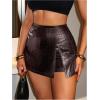 imageSOLY HUX Womens Y2k Sparkle Mini Shorts High Waisted Bodycon Skorts Party Festival OutfitsCoffee Brown