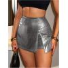 imageSOLY HUX Womens Y2k Sparkle Mini Shorts High Waisted Bodycon Skorts Party Festival OutfitsPure Grey
