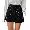 imageSOLY HUX Womens Elegant Pearl High Waisted Shorts Straight Leg Work Office Dress ShortsBlack