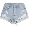 imageSOLY HUX Womens Ripped Raw Hem Jean Shorts High Waisted Straight Leg Denim Shorts StreetwearSolid Light Blue