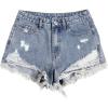 imageSOLY HUX Womens Ripped Raw Hem Jean Shorts High Waisted Straight Leg Denim Shorts StreetwearSolid Medium Blue