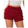 imageSOLY HUX Womens Ruffle Shorts Y2k Lace Lolita Bloomers Elastic Waist Frill Bottoms Micro BoyshortsPlain Red