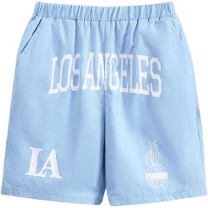 imageSOLY HUX Boys Letter Graphic Shorts Elastic Waist Summer Shorts with PocketsBlue Letter