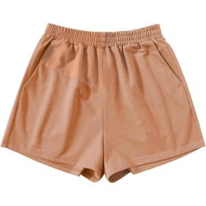imageSOLY HUX Summer Athletic Shorts for Women Casual Running Elastic Waist Sweat ShortsBrown Colorblock
