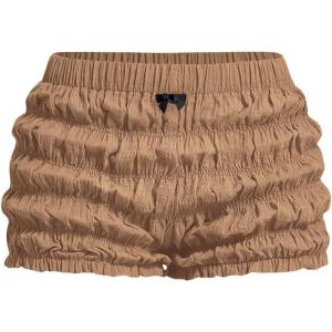 imageSOLY HUX Womens Ruffle Shorts Y2k Lace Lolita Bloomers Elastic Waist Frill Bottoms Micro BoyshortsPlain Khaki