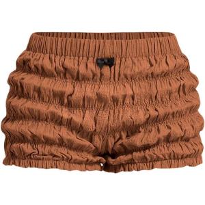 imageSOLY HUX Womens Ruffle Shorts Y2k Lace Lolita Bloomers Elastic Waist Frill Bottoms Micro BoyshortsPlain Light Brown