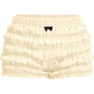 imageSOLY HUX Womens Ruffle Shorts Y2k Lace Lolita Bloomers Elastic Waist Frill Bottoms Micro BoyshortsPlain Yellow