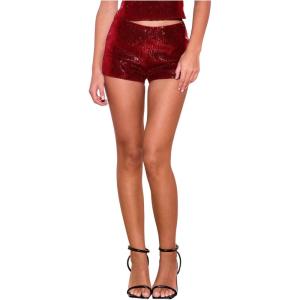 imageSOLY HUX Womens Sequin Sparkly Shorts Low Elastic Waist Y2k Party Club Mini Booty ShortsPlain Burgundy