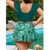 imageSOLY HUX Womens Plus Size Tankini Swimsuits V Neck Ruffle Tropical Print Swim Skirt Two Piece Bathing SuitGreen Leaf