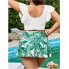 imageSOLY HUX Womens Plus Size Tankini Swimsuits V Neck Ruffle Tropical Print Swim Skirt Two Piece Bathing SuitWhite Leaf