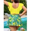 imageSOLY HUX Womens Plus Size Tankini Swimsuits V Neck Ruffle Tropical Print Swim Skirt Two Piece Bathing SuitYellow Tropical