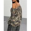 imageSOLY HUX Womens Camo TShirts Long Sleeve Cold Shoulder Loose Tee Shirts Vintage StreetwearGreen Camo