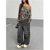 imageSOLY HUX Womens Camo TShirts Long Sleeve Cold Shoulder Loose Tee Shirts Vintage StreetwearGreen Camo