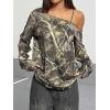 imageSOLY HUX Womens Camo TShirts Long Sleeve Cold Shoulder Loose Tee Shirts Vintage StreetwearGreen Camo