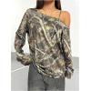 imageSOLY HUX Womens Camo TShirts Long Sleeve Cold Shoulder Loose Tee Shirts Vintage StreetwearGreen Camo