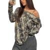 imageSOLY HUX Womens Camo TShirts Long Sleeve Cold Shoulder Loose Tee Shirts Vintage StreetwearGreen Camo