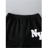 imageSOLY HUX Boys 2 Piece Letter Graphic Outfits Color Block Long Sleeve Varsity Jacket and Sweatpants Streetwear SetBlack and White Letter