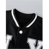 imageSOLY HUX Boys 2 Piece Letter Graphic Outfits Color Block Long Sleeve Varsity Jacket and Sweatpants Streetwear SetBlack and White Letter