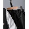 imageSOLY HUX Boys 2 Piece Outfits Letter Graphic Color Block Long Sleeve Varsity Jacket and Sweatpants SetBlack and White Letter