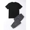 imageSOLY HUX Boys 2 Piece Summer Outfits Color Block Short Sleeve T Shirt Tops and Jogger Pants SetBlack and Grey