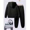 imageSOLY HUX Boys 2 Piece Sweatsuits Outfits Letter Graphic Long Sleeve Hoodies Sweatshirt and Sweatpants SetBlack Letter