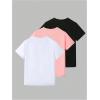 imageSOLY HUX Boys 3 Piece T Shirts Short Sleeve Crew Neck Tee Letter Patched Casual TopsPink White and Black