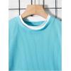 imageSOLY HUX Boys Crew Neck Long Sleeve T Shirt Contrast Binding Waffle Knit Tee TopsPure Mint Blue