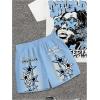 imageSOLY HUX Boys Outfits Graphic Short Sleeve T Shirts and Shorts 2 Piece Set Summer ClothesBlue White Graphic