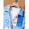 imageSOLY HUX Boys Summer 2 Piece Outfits Boho Paisley Print Short Sleeve Button Down Shirt and Shorts SetBlue Paisley