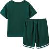 imageSOLY HUX Boys Summer Short Set Letter Graphic Short Sleeve T Shirt and Shorts Going Out 2 Piece OutfitsDark Green