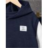 imageSOLY HUX Boys Sweatshirt Sets 2 Piece Outfits Long Sleeve 2 in 1 Hoodies Pullover Jogger Pants Sweatsuits SetDark Blue and White