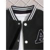 imageSOLY HUX Boys Sweatsuits 2 Piece Outfits Letter Patched Long Sleeve Varsity Jacket and Sweatpants SetBlack Letter