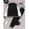imageSOLY HUX Boys Sweatsuits 2 Piece Outfits Letter Patched Long Sleeve Varsity Jacket and Sweatpants SetBlack Letter