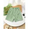 imageSOLY HUX Toddler Boys Striped Shorts Elastic Waist Straight Leg Casual Summer Track ShortsLime Green Striped