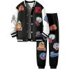 imageSOLY HUX Boys 2 Piece Sweatsuits Outfits Letter Graphic Long Sleeve Varsity Jacket and Sweatpants SetBlack and White Letter