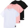 imageSOLY HUX Boys 3 Piece T Shirts Short Sleeve Crew Neck Tee Letter Patched Casual TopsPink White and Black