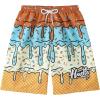 imageSOLY HUX Boys Beach Shorts Drawstring Waist Graphic Print Swim Trunks Summer BeachwearBrown Graphic