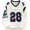 imageSOLY HUX Boys Graphic Sweatshirt Number Letter Print V Neck Long Sleeve Loose Pullover TopsWhite Letter