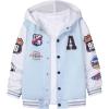 imageSOLY HUX Boys Letter Graphic Hoodies Jacket Long Sleeve Button Down Color Block OuterwearLight Blue Letter