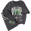 imageSOLY HUX Boys Summer Clothes Tropical Short Sleeve T Shirt and Shorts 2 Piece Set Vacation OutfitDark Grey