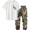 imageSOLY HUX Boys Summer Clothes Two Piece Outfits Camo Graphic T Shirt and Cargo Pants SetWhite Camo