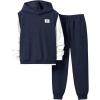 imageSOLY HUX Boys Sweatshirt Sets 2 Piece Outfits Long Sleeve 2 in 1 Hoodies Pullover Jogger Pants Sweatsuits SetDark Blue and White