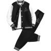 imageSOLY HUX Boys Sweatsuits 2 Piece Outfits Letter Patched Long Sleeve Varsity Jacket and Sweatpants SetBlack Letter