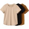 imageSOLY HUX Toddler Boys Round Neck Tee 3 Piece Solid Short Sleeve T Shirts Summer TopsBlack Beige Brown