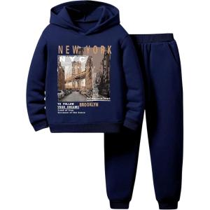 imageSOLY HUX Boys 2 Piece Sweatsuits Outfits Letter Graphic Long Sleeve Hoodies Sweatshirt and Sweatpants SetRoyal Blue Letter